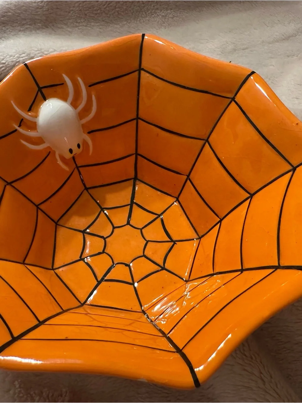 Halloween Spider Web Candy Bowls. Set of 2 - Orange